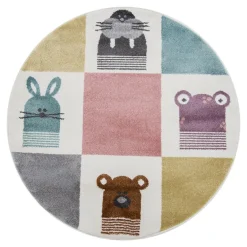 Dzieci Dywan okrągły KIDS ZWIERZAKI 120 cm
