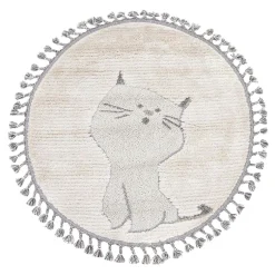 Dzieci Dywan okrągły kot KINDER 120 cm