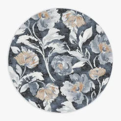 Dywany Z Krótkim Włosiem|inny Dywan okrągły niebieski w kwiaty SORRENTO 160 cm