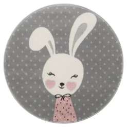 Dzieci Dywan okrągły, różowy KRÓLIK 100 cm