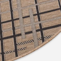 inny Dywan okrągły w kratę beżowy JUTA 100 cm