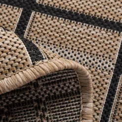 inny Dywan okrągły w kratę beżowy JUTA 100 cm