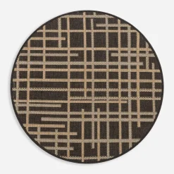 Dywany Z Krótkim Włosiem|inny Dywan okrągły w kratę czarny JUTA 100 cm