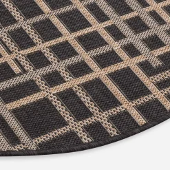 Dywany Z Krótkim Włosiem|inny Dywan okrągły w kratę czarny JUTA 100 cm