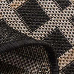 Dywany Z Krótkim Włosiem|inny Dywan okrągły w kratę czarny JUTA 100 cm
