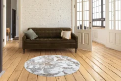 Dywan okrągły w kwiaty beżowy SALSA 100 cm