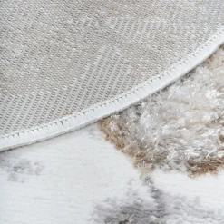 Dywan okrągły w kwiaty beżowy SALSA 100 cm