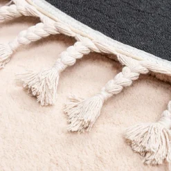 Dywany Z Krótkim Włosiem| Dywan okrągły z frędzlami beżowy PULLY 160 cm
