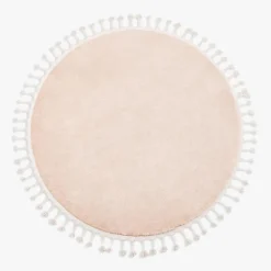 Dywan okrągły z frędzlami beżowy PULLY 120 cm