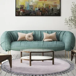 Dywan okrągły z frędzlami szary PULLY 160 cm