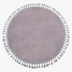 Dywaniki| Dywan okrągły z frędzlami szary PULLY 120 cm