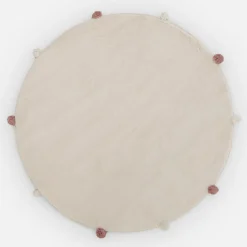 Dzieci inny Dywan okrągły z pomponami ivory 120 cm