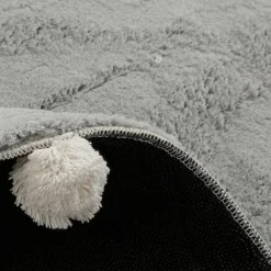 Dzieci inny Dywan okrągły z pomponami szary 120 cm