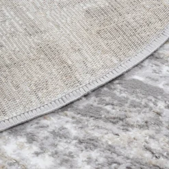 Dywan okrągły z przecieranym wzorem szary SALSA 100 cm