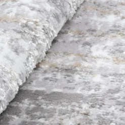 Dywan okrągły z przecieranym wzorem szary SALSA 100 cm