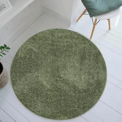 Dywany Z Krótkim Włosiem| Dywan okrągły zielony CLEVER 130 cm