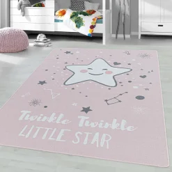 Dzieci Dywan różowy z gwiazdką PLAY 80x120 cm