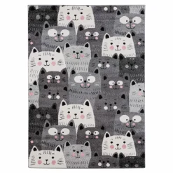 Dywany Dziecięce|Dywany| Dywan szary, koty HAPPY 120x170 cm