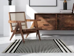 Dywan w biało-czarne pasy BERGEN 80x150 cm