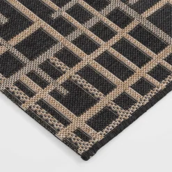 Dywaniki|inny Dywan w kratę czarny JUTA 60x100 cm