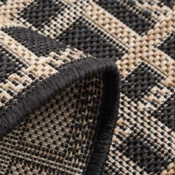 Dywaniki|inny Dywan w kratę czarny JUTA 60x100 cm