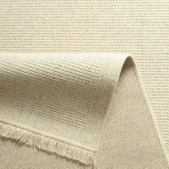 Chodniki|Dywany Wełniane| Dywan wełniany z frędzlami jasnobeżowy WOOL 80x150 cm