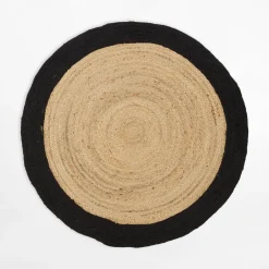 Dywany Z Krótkim Włosiem|inny Dywan z juty BRUGA, okrągły, czarno-beżowy, 100 cm