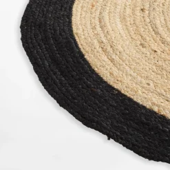 Dywany Z Krótkim Włosiem|inny Dywan z juty BRUGA, okrągły, czarno-beżowy, 100 cm