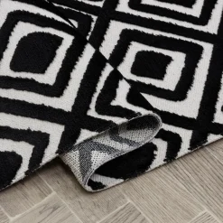 Dywan z połyskującym wzorem 3D czarne romby ETNA 80x150 cm
