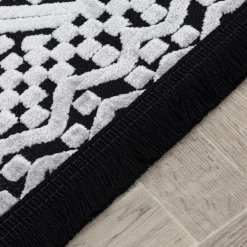 Dywan z połyskującym wzorem 3D czarne frędzle ETNA 80x150 cm