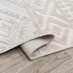 Chodniki|Dywany Z Krótkim Włosiem| Dywan z połyskującym wzorem 3D beżowy ETNA 80x150 cm