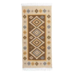 Dywaniki| Dywanik dwustronny z frędzlami miodowy ALBORG 60x120 cm