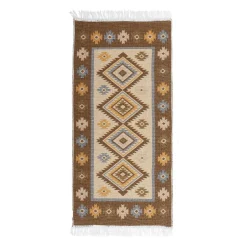 Dywaniki| Dywanik dwustronny z frędzlami miodowy ALBORG 60x120 cm