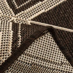 Dywanik geometryczny ciemnobrązowy JUTA 60x100 cm