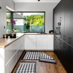 inny Dywanik w pepitkę czarno-biały ALBORG 50x80 cm