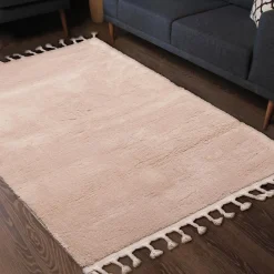 Dywanik z frędzlami beżowy PULLY 60x100 cm