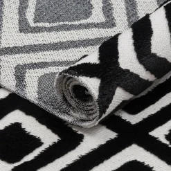 Dywaniki| Dywanik z połyskującym wzorem 3D czarne romby ETNA 60x100 cm