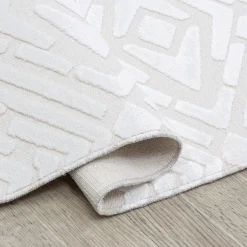 Dywanik z połyskującym wzorem 3D kremowy ETNA 60x100 cm