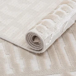 Dywanik z połyskującym wzorem 3D beżowy ETNA 60x100 cm