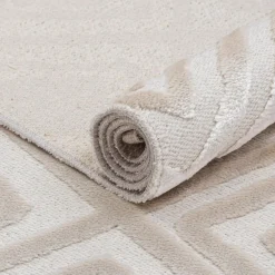 Dywanik z połyskującym wzorem 3D beżowe romby ETNA 60x100 cm