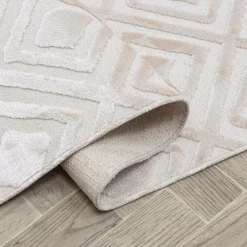 Dywanik z połyskującym wzorem 3D beżowe romby ETNA 60x100 cm