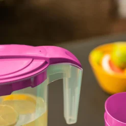 inny Dzbanek plastikowy z 4 kubkami różowy