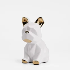 inny Figurka dekoracyjna biało-złota PIES 21 cm