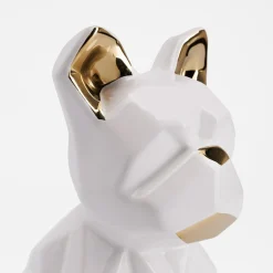 inny Figurka dekoracyjna biało-złota PIES 21 cm