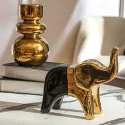 Figurki Dekoracyjne|inny Figurka dekoracyjna czarno-złota SŁOŃ 20 cm