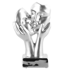 Figurka dekoracyjna srebrna FACES 20 cm