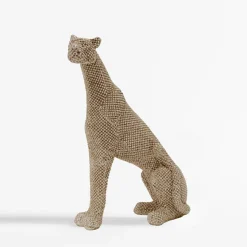 Figurki Dekoracyjne| Figurka dekoracyjna złota PANTERA SIEDZĄCA 26 cm