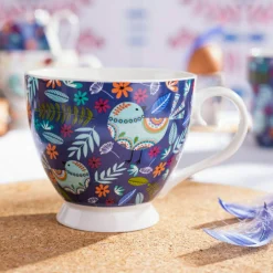 Filiżanki I Spodki|Altom Filiżanka na nóżce granatowa JUMBO FOLK 350 ml