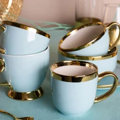 Filiżanki I Spodki| Filiżanka porcelanowa na nóżce Jumbo AURORA GOLD 400 ml