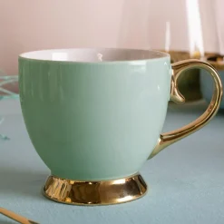 Filiżanki I Spodki| Filiżanka porcelanowa na nóżce Jumbo AURORA GOLD 400 ml